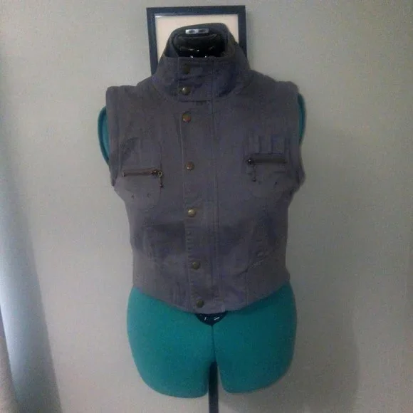 Ali & Kris Convertible Cropped Gray Jacket Sz L - Picture 9 of 15